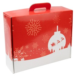 Valisette en carton FSC rouge motif Noel