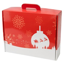 Valisette en carton FSC rouge motif Noel