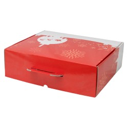 Valisette en carton FSC rouge motif Noel