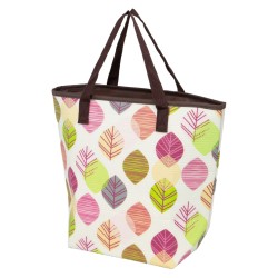 Sac isotherme coloris creme motif feuilles colorees