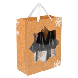 Sac carton naturel deco flocon blanc+fenetre