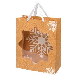 Sac carton naturel deco flocon blanc+fenetre