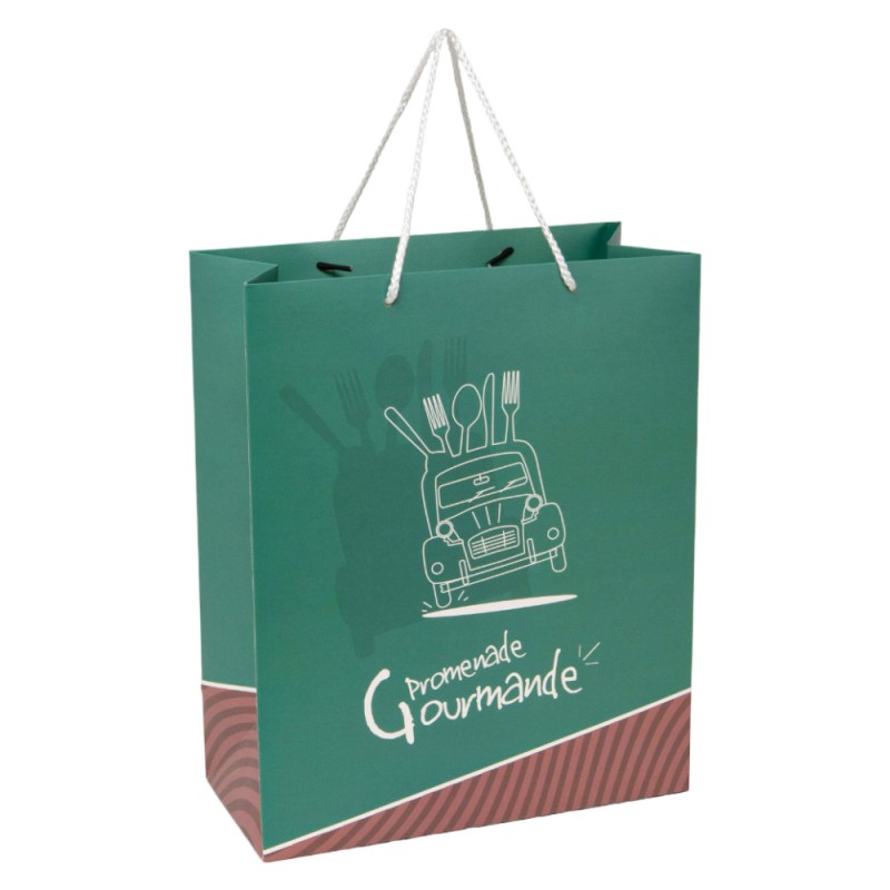 Sac carton FSC vert 'Promenade gourmande'