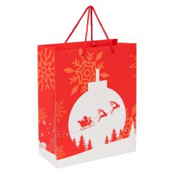 Sac carton FSC rouge deco Noel