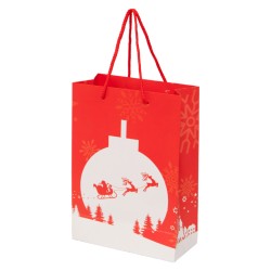 Sac carton FSC rouge deco Noel