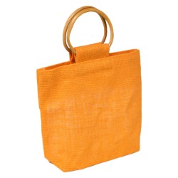 Sac jute et bois fenetre transparente 24x7x20cm