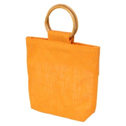 Sac jute et bois fenetre transparente 24x7x20cm