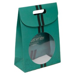 Sac carton FSC vert + fenetre transparente Motif Degustation