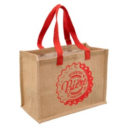 Sac jute deco biere + 2 anses orange