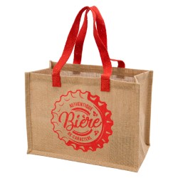 Sac jute deco biere + 2 anses orange