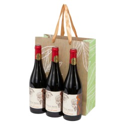 Sac carton kraft deco feuille naturel