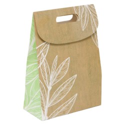 Boite carton kraft deco feuille naturel