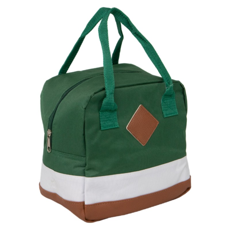 Sac isotherme 600D 3 bandes vert/blanc/marron 6L