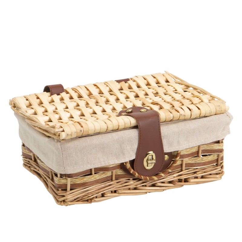 Valise en bois naturel et corde marron doublee tissu naturel