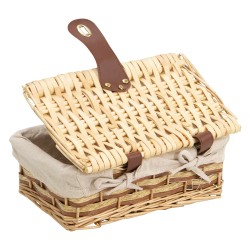 Valise en bois naturel et corde marron doublee tissu naturel