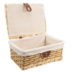 Valise en bois naturel et corde marron doublee tissu naturel