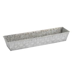 Corbeille rectangulaire en metal aspect zinc gris et blanc
