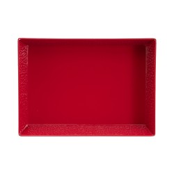 Corbeille rectangulaire en metal rouge