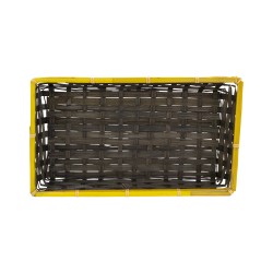 Corbeille rectangulaire en bambou gris et jaune