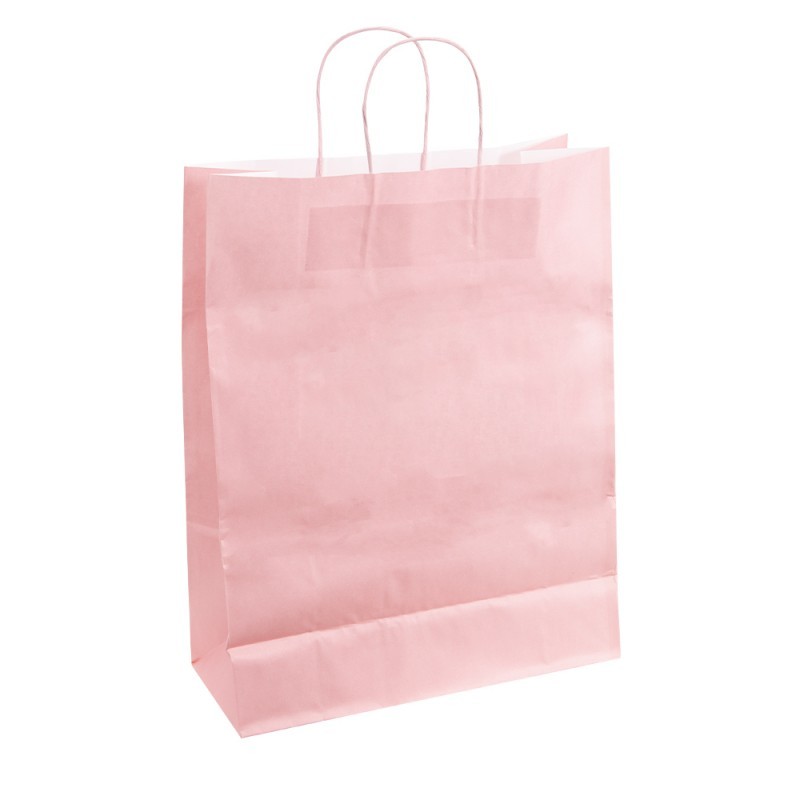 Sac papier kraft rose pastel 34x14x39.5