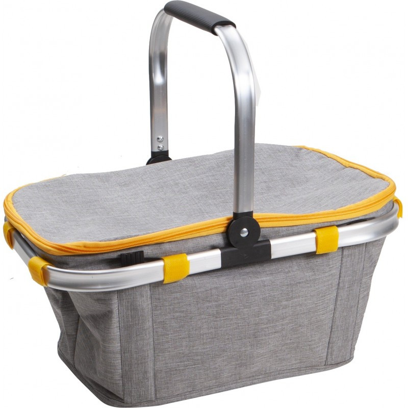 Panier isotherme gris et jaune 300D avec poignee aluminium