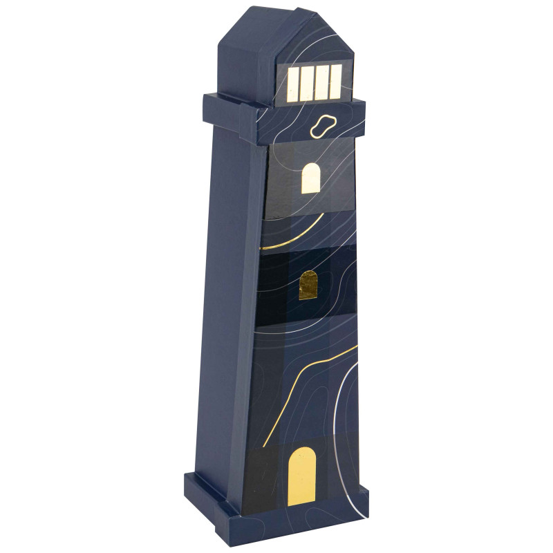 Coffret Carton forme de Phare Bleu Abysse 42x13x10cm