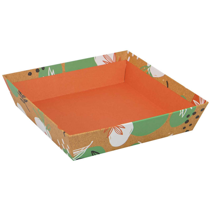 Corbeille Carton carree Orange Canyon 22x22x5cm