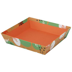 Corbeille Carton carree Orange Canyon 22x22x5cm