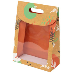 Pochette Cadeau Carton a fenetre Orange Canyon 19x9x27cm