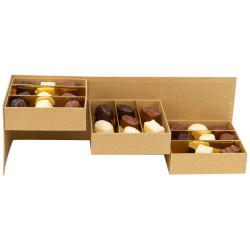 Coffret Kraft 3 etages Carre Chocolat Douceur 13x13x12 cm