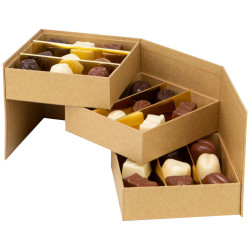 Coffret Kraft 3 etages Carre Chocolat Douceur 13x13x12 cm