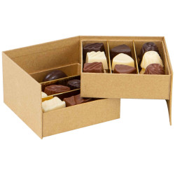 Coffret Kraft Carre 2 etages Chocolat Douceur 12x12x7,5 cm