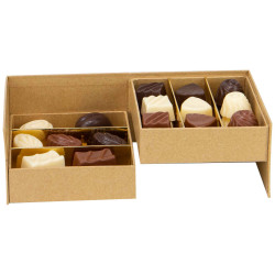 Coffret Kraft Carre 2 etages Chocolat Douceur 12x12x7,5 cm