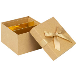 Coffret Kraft Carre 2 etages Chocolat Douceur 12x12x7,5 cm