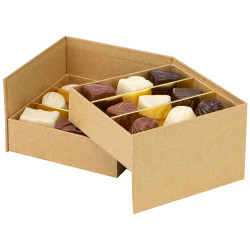 Coffret Kraft Carre 2 etages Chocolat Douceur 12x12x7,5 cm