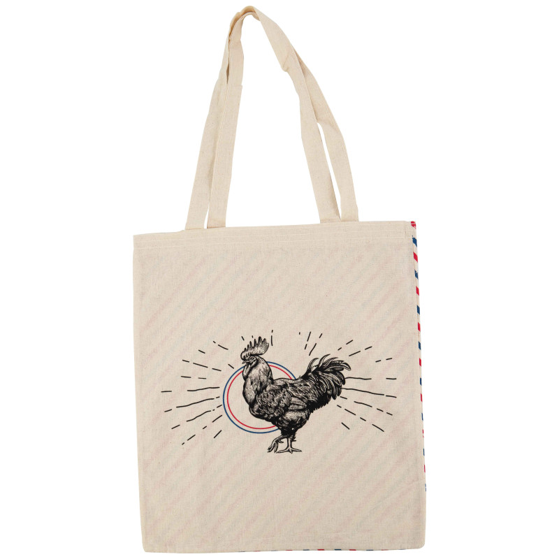 Tote Bag Coton Rectangulaire Ecru Gallus 38x42 cm