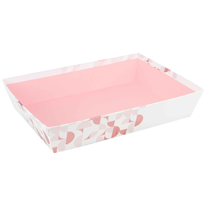 Corbeille carton rectangulaire rose Iconic 36x27x7cm