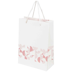 Sac carton rectangulaire blanc et rose Iconic 19x9x27 cm