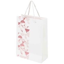 Sac carton rectangulaire blanc et rose Iconic 19x9x27 cm