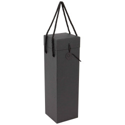 Coffret bouteille carton noir cuir Indispensable 10x10x33cm