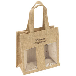 Sac jute naturel a fenetres Produits Regionaux 19x10x18/28cm