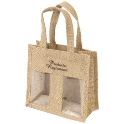 Sac jute naturel a fenetres Produits Regionaux 19x10x18/28cm