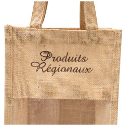 Sac bouteille jute naturel Produits regionaux 20x10x36 cm