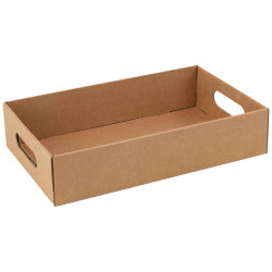 Cagette carton rectangulaire marron Kraft 32,5x20x7 cm