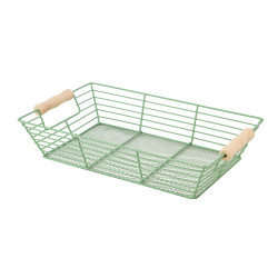 Corbeille metal rectangulaire vert Sauvage 34x20x7 cm