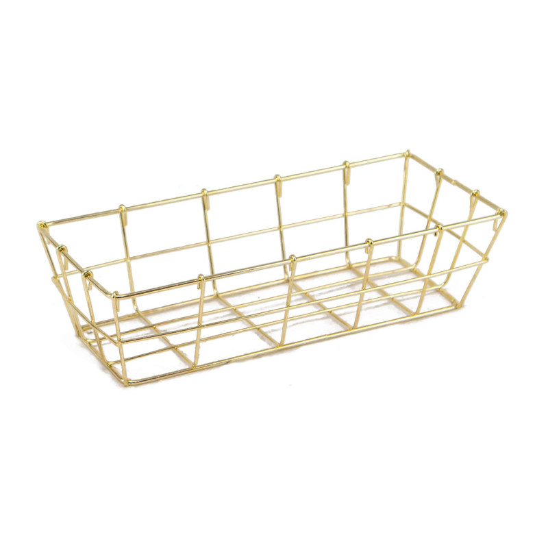 Corbeille metal rectangulaire dore Royale 24x10x6cm