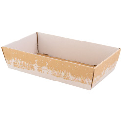 Corbeille carton rectangulaire Hiver enneige 33x20x7,5cm