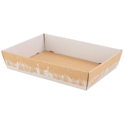 Corbeille carton rectangulaire Hiver enneige 36x27x7cm 