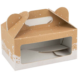 Box carton rectangulaire a fenetre Hiver enneige 20x12x10cm