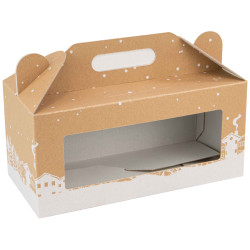 Box carton rectangulaire a fenetre Hiver enneige 32x15x15cm 